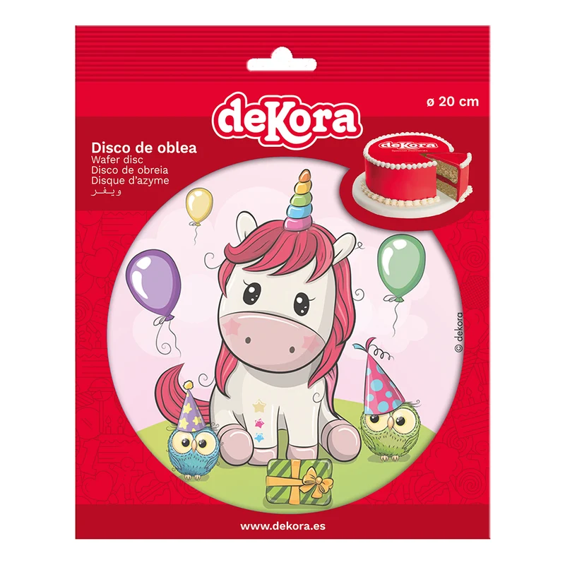 DISCO OBLEA TARTA UNICORNIO BABY 20CM
