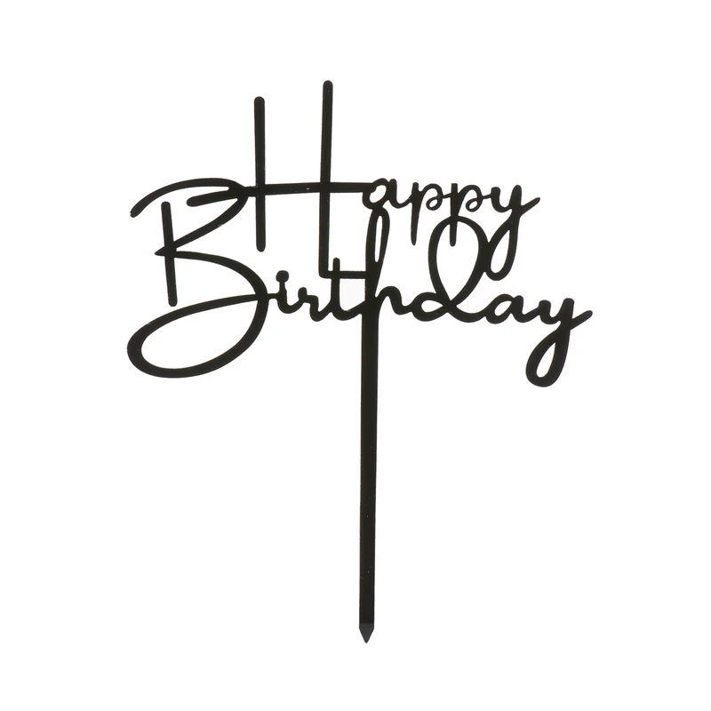 CAKE TOPPER HAPPY BIRTHDAY BLACK