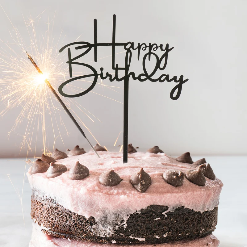 CAKE TOPPER HAPPY BIRTHDAY BLACK