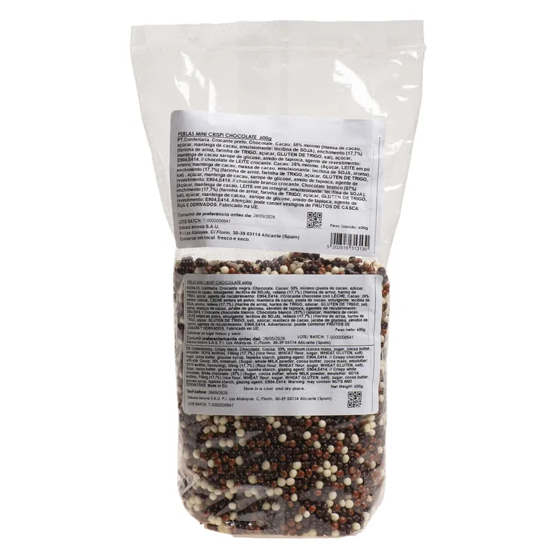 MINI PERLAS CHOCOLATE CRISPY 3 CHOCOLATES Ø 0.5CM 600GR