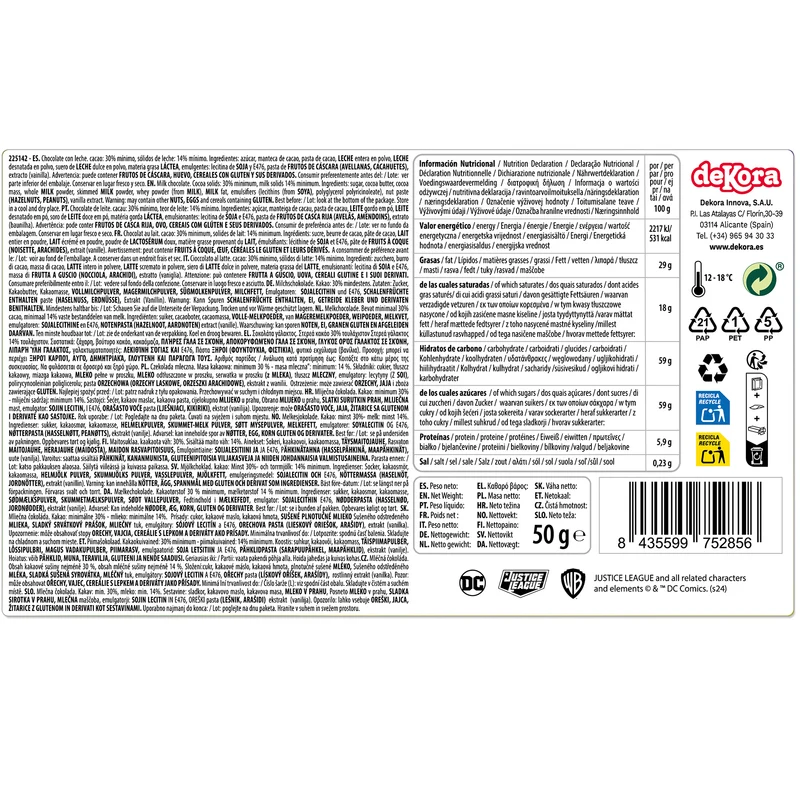 CALENDARIO CHOCOLATE LIGA DE LA JUSTICIA 50GR