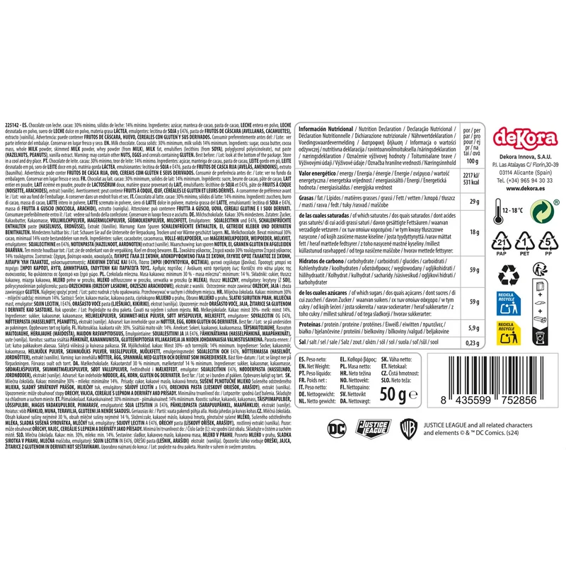 CALENDARIO CHOCOLATE LIGA DE LA JUSTICIA 50GR