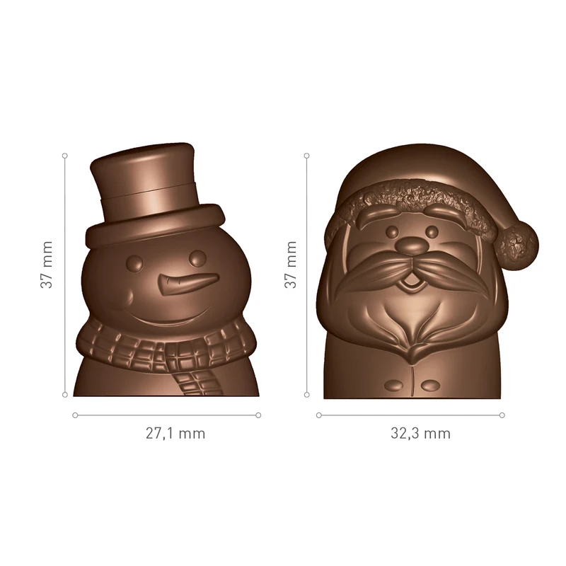 MOLDE POLICARBONATO CHOCOLATE PAPÁ NOEL | MUÑECO NIEVE