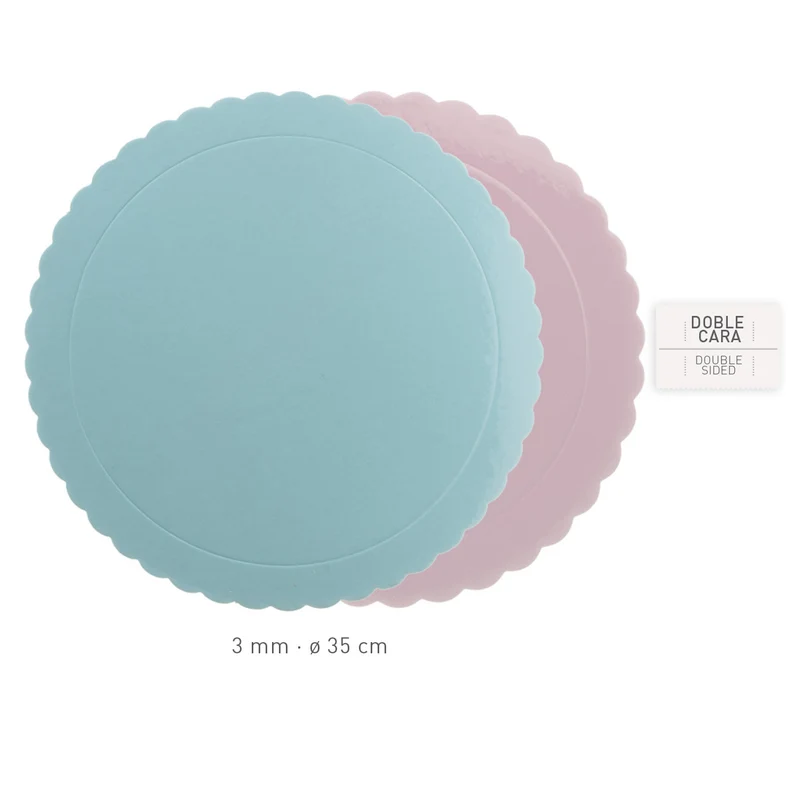 PLATO REDONDO PARA TARTA ONDULADO AZUL / ROSA 3MM Ø 35CM