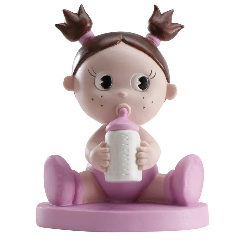 FIGURA TARTA BAUTIZO NIÑA CON BIBERÓN 10CM