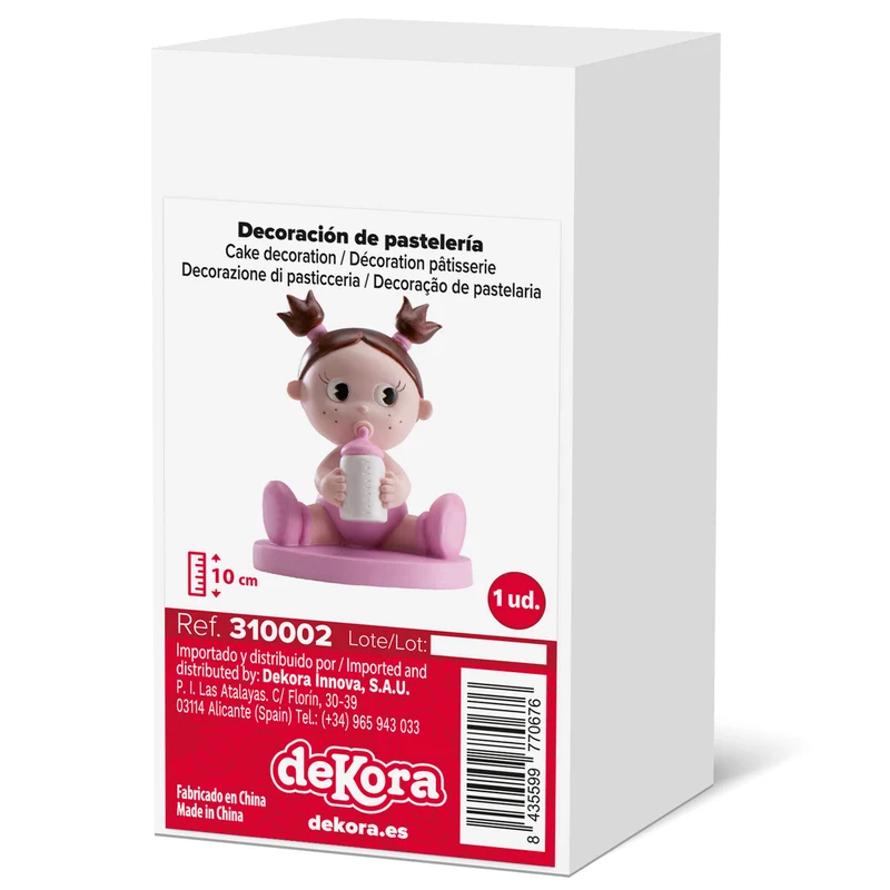 FIGURA TARTA BAUTIZO NIÑA CON BIBERÓN 10CM
