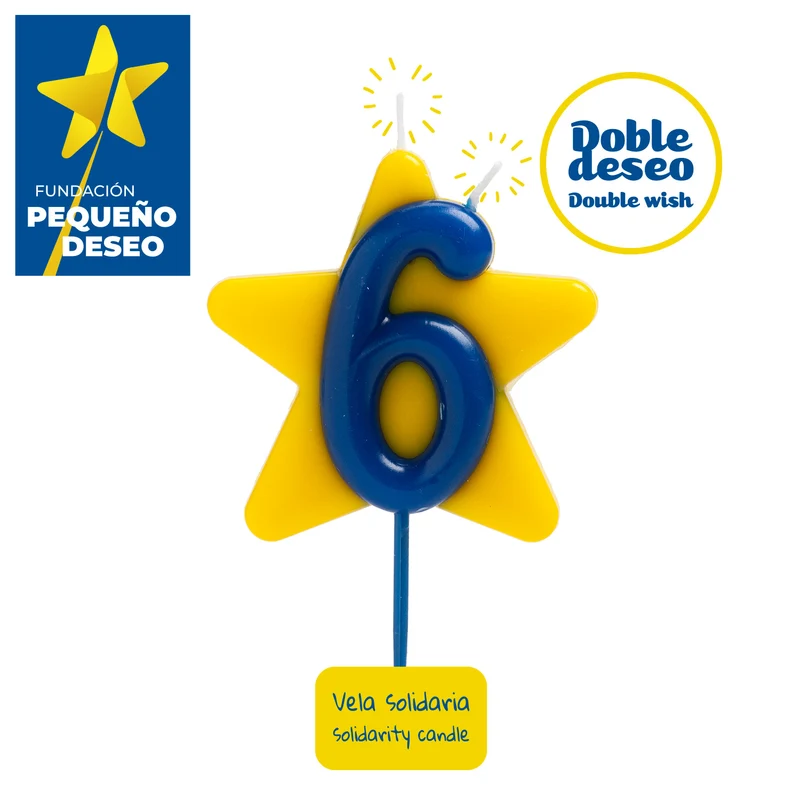 VELA CUMPLEAÑOS SOLIDARIA ESTRELLA DOBLE DESEO | Nº6