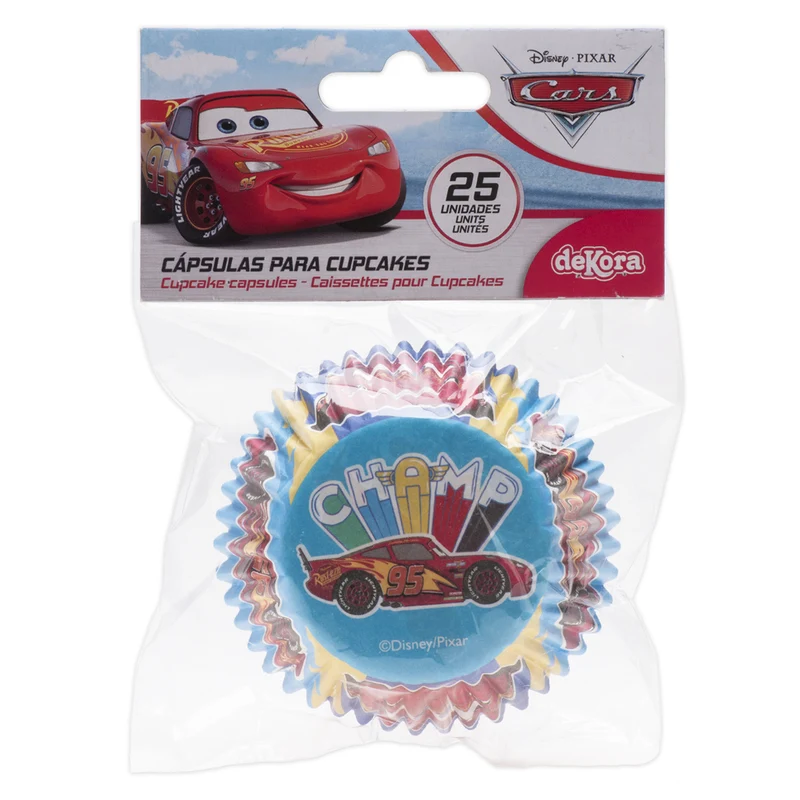 BLISTER 25 CÁPSULAS CUPCAKE CARS Ø 5CM H 3CM