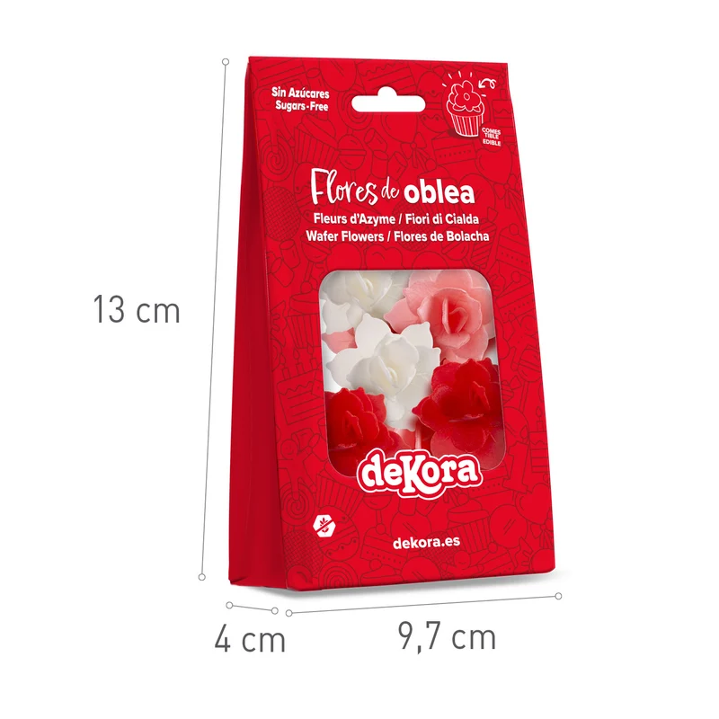8 MINI NENUFAR OBLEA ROJA/ROSA 4,5CM