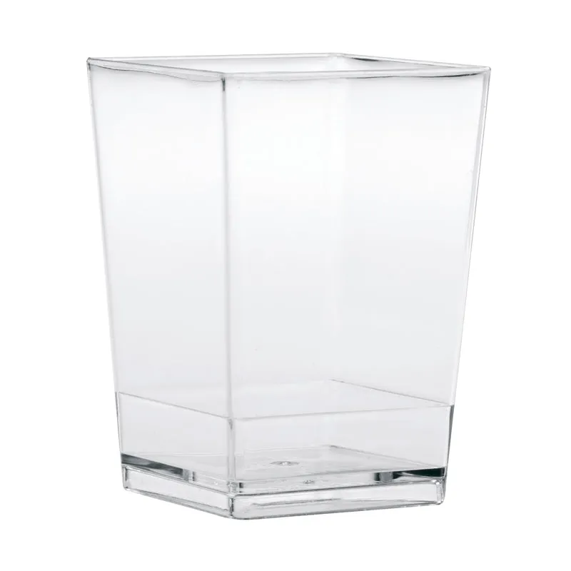 VASITO PLASTICO TRANSPARENTE SQUARE 55X55 H80MM | CAP. 175ML
