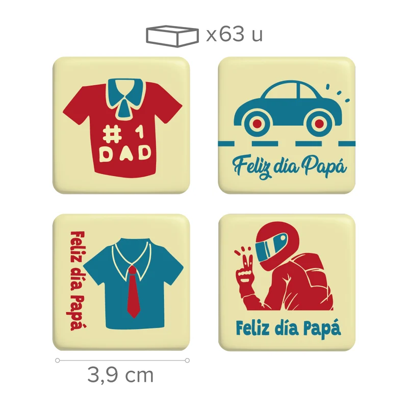 SURTIDO CHOCOLATE FELIZ DÍA PAPA 39X39 MM - 63 UDS