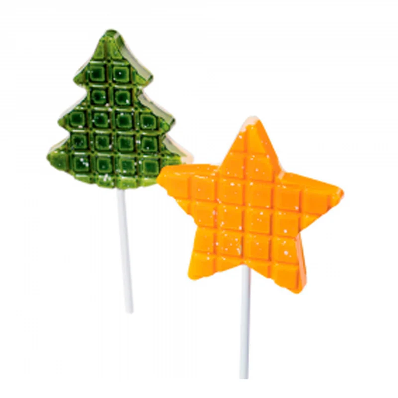 KIT 2 MOLDES PLASTICO PIRULETAS ARBOL Y ESTRELLA