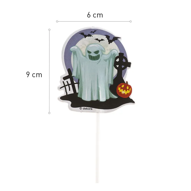 CAKE TOPPERS DE PAPEL DE HALLOWEEN 8 DISEÑOS 9X6CM
