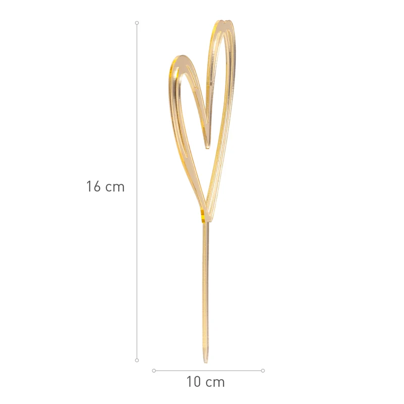 CAKE TOPPER DOBLE CORAZÓN ORO 10,5 x 15CM