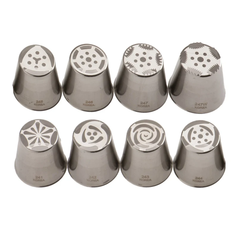 KIT 8 BOQUILLAS RUSAS DE ACERO INOXIDABLE Ø 37X42MM