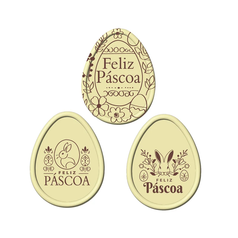 LETRERO CHOCO BLANCO FELIZ PASCUA PORTUGAL 40x52 MM - 54 UDS