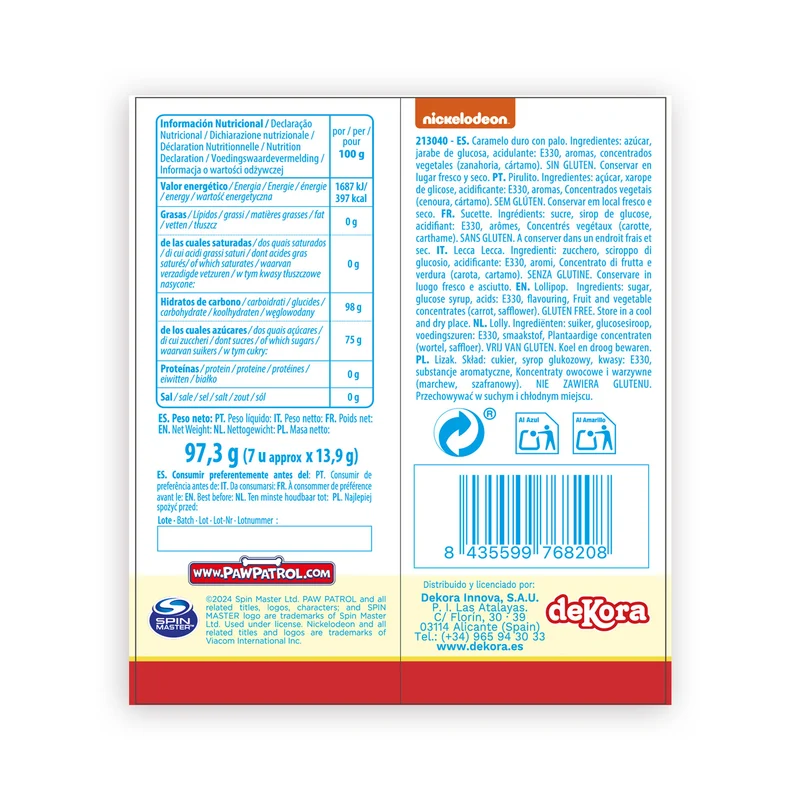 PIRULETAS CARAMELO CORAZÓN PAW PATROL 13.9GR