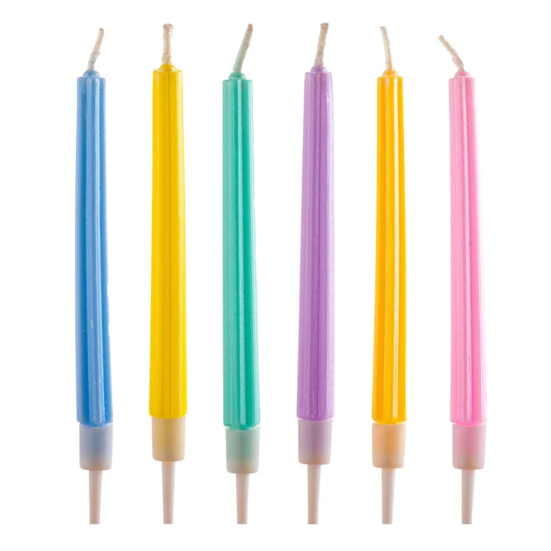VELAS DE CUMPLEAÑOS PARTY COLUMNAS DE COLORES 12CM