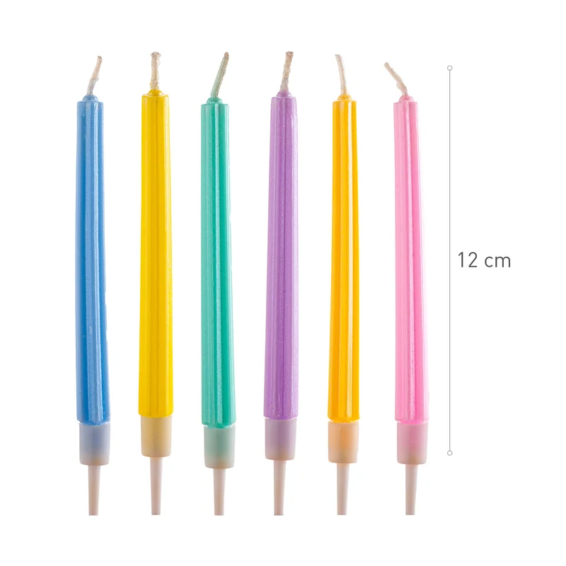 VELAS DE CUMPLEAÑOS PARTY COLUMNAS DE COLORES 12CM