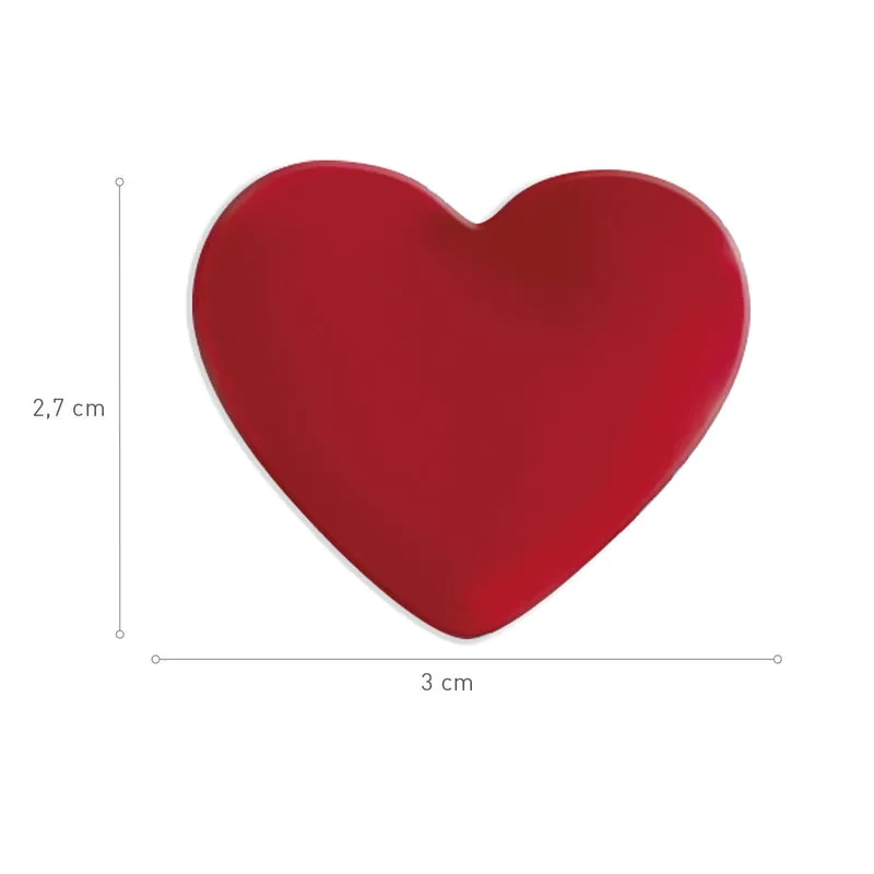 CORAZONES ROJOS 2D CHOCOLATE BLANCO 30X27MM