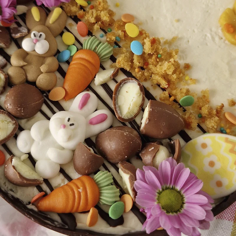 DECORACIÓN AZÚCAR CONEJITOS, ZANAHORIAS Y FLORES DE PASCUA