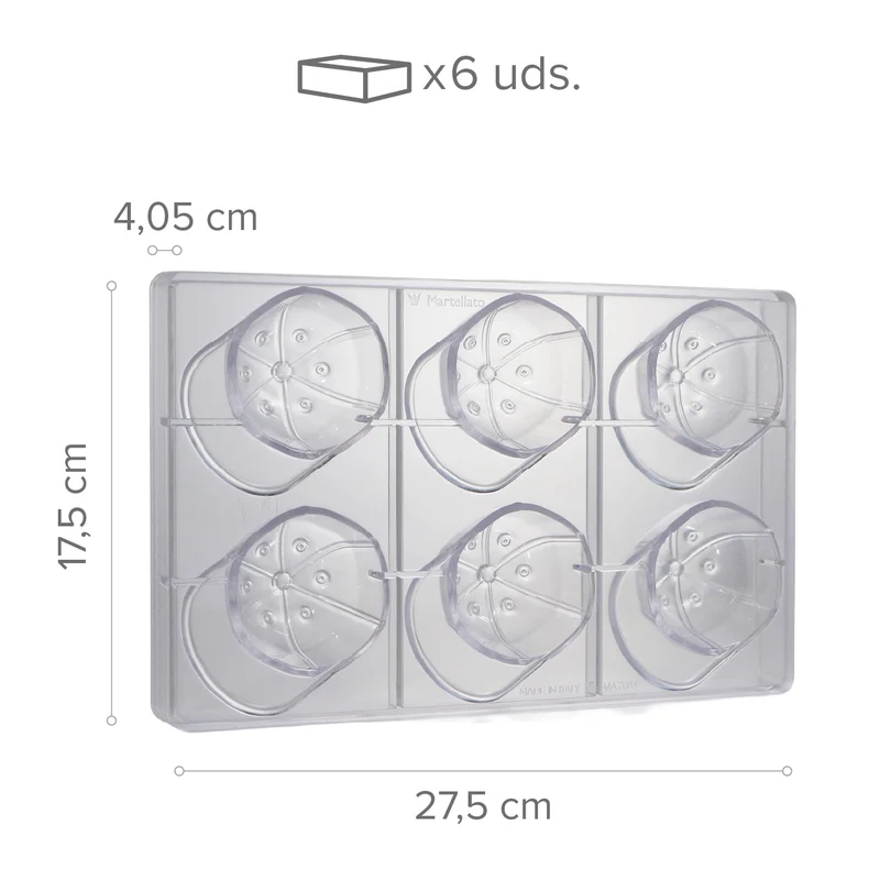 MOLDE POLICARBONATO GORRA 6 PIEZAS - 275 x 175 x 40,5 MM