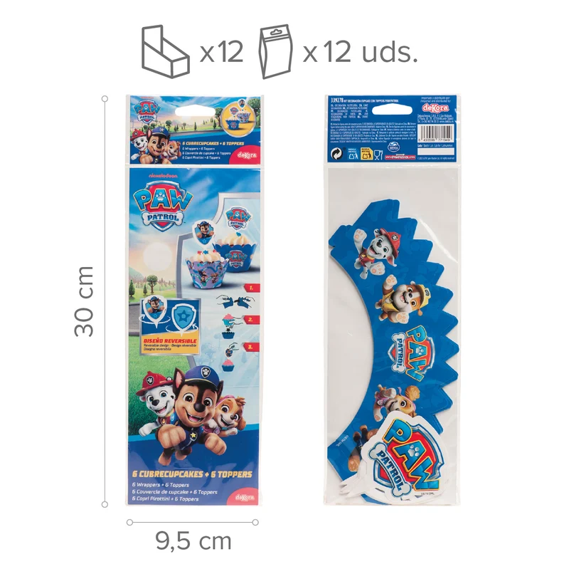 KIT DECORACIÓN CUPCAKE CON TOPPERS PAW PATROL
