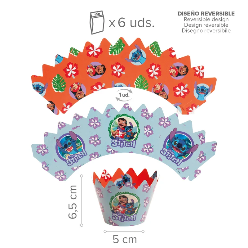 KIT DECORACIÓN CUPCAKE CON TOPPERS STITCH