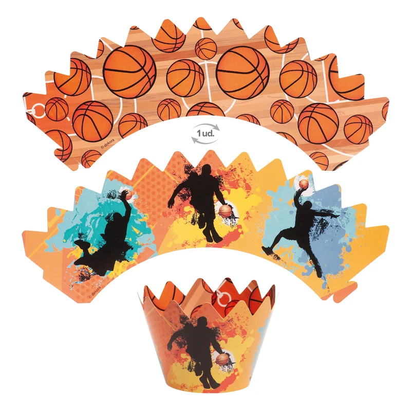 KIT DECORACIÓN CUPCAKE CON TOPPERS BALONCESTO