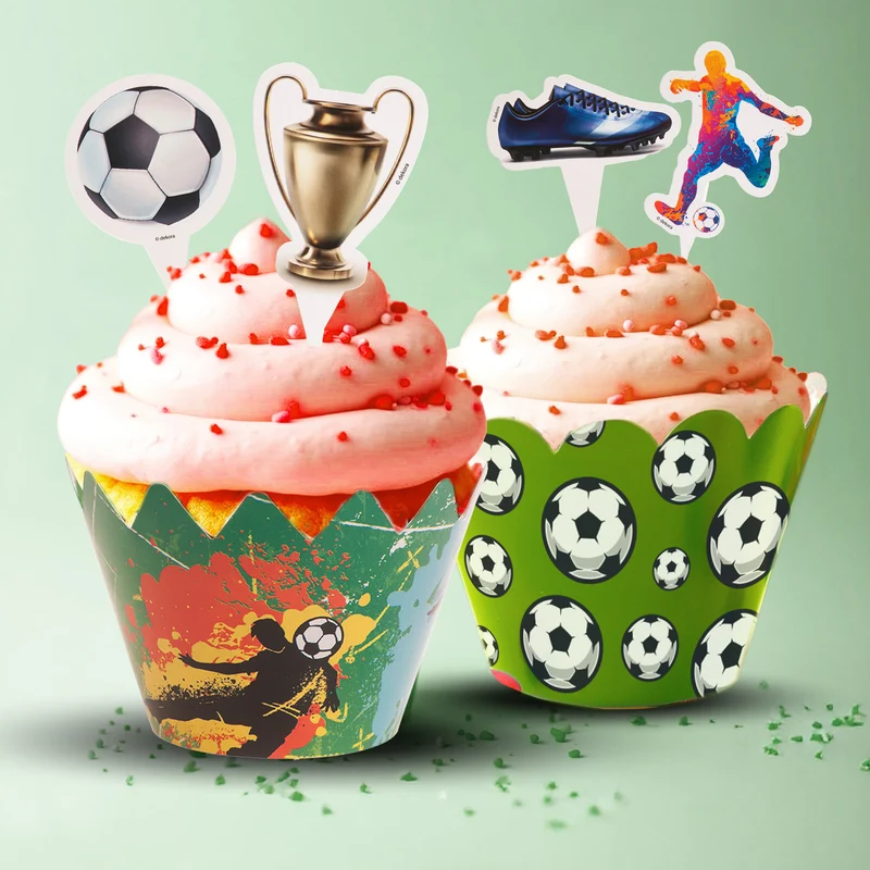 KIT DECORACIÓN CUPCAKE CON TOPPERS FÚTBOL