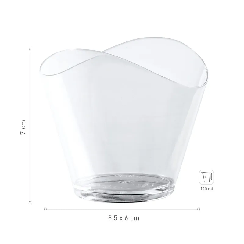 VASITO PLASTICO TRANSPARENTE WAVE 85X60H70MM CAP.120ML