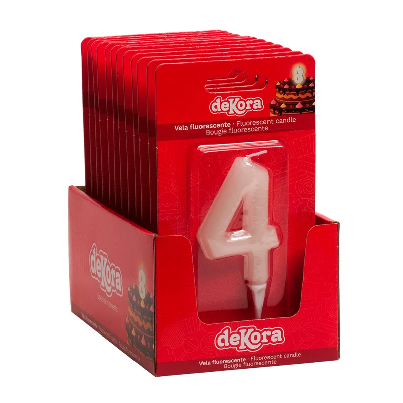 DISPLAY 12 VELAS Nº4 FLUORESCENTE 6CM