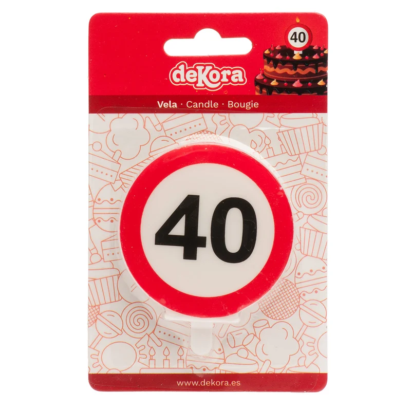 VELA 40 CUMPLEAÑOS SEÑAL PROHIBIDO 6,3CM