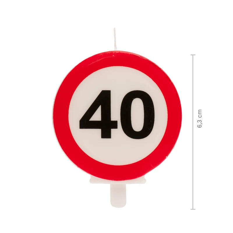 VELA 40 CUMPLEAÑOS SEÑAL PROHIBIDO 6,3CM