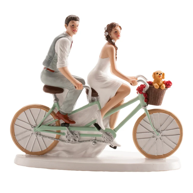 PAREJA DE BODA "EN BICICLETA" 16 x 18CM