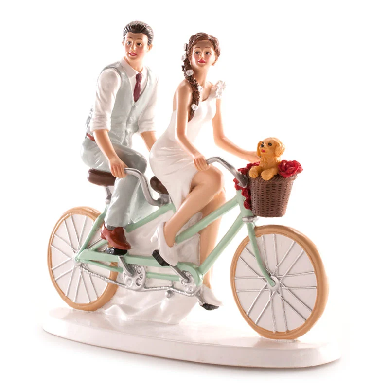 PAREJA DE BODA "EN BICICLETA" 16 x 18CM