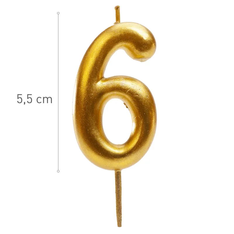 VELAS CUMPLEAÑOS COMIC ORO 5CM | Nº6