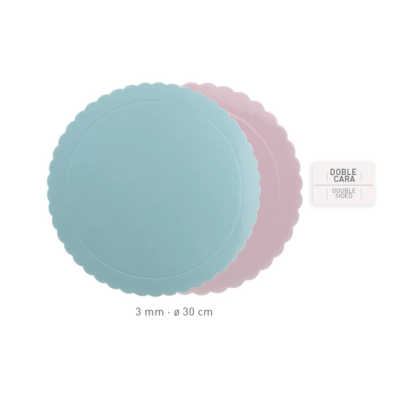 PLATO REDONDO PARA TARTA ONDULADO AZUL / ROSA 3MM Ø 30CM
