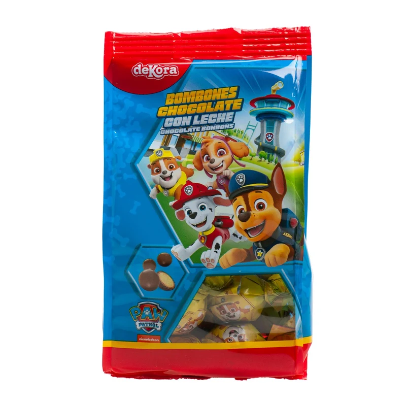 BOLSA BOMBONES CHOCOLATE RELLENOS PAW PATROL 100 GR