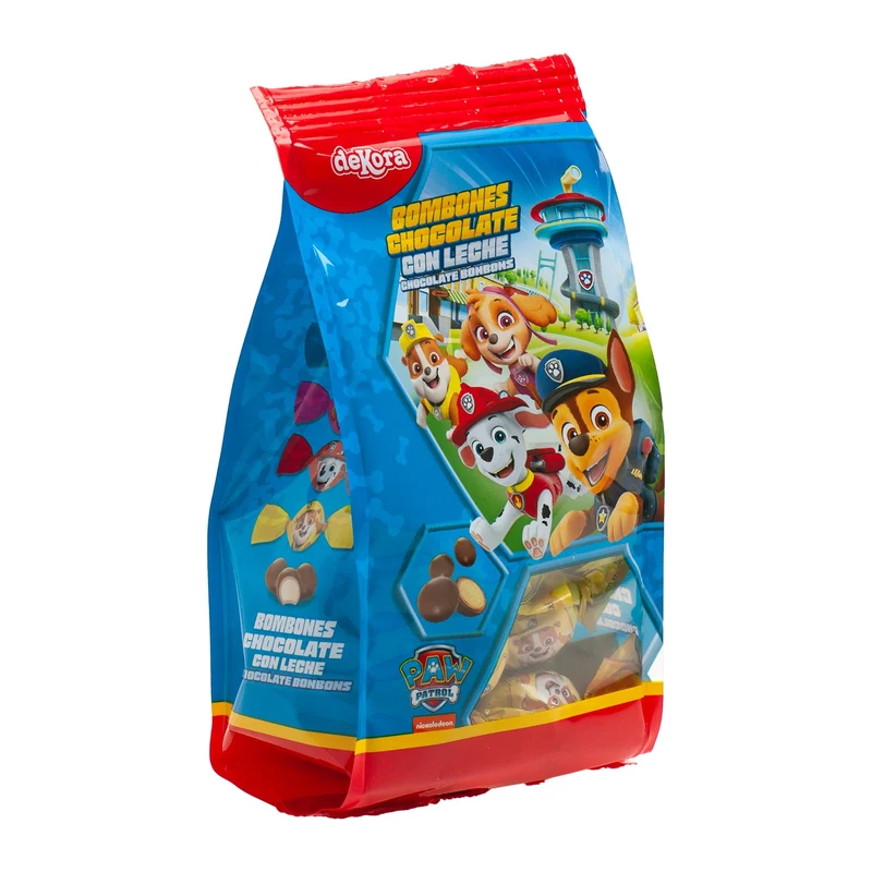 BOLSA BOMBONES CHOCOLATE RELLENOS PAW PATROL 100 GR