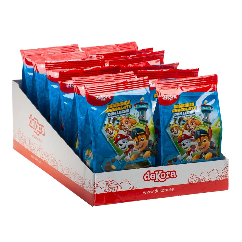 BOLSA BOMBONES CHOCOLATE RELLENOS PAW PATROL 100 GR