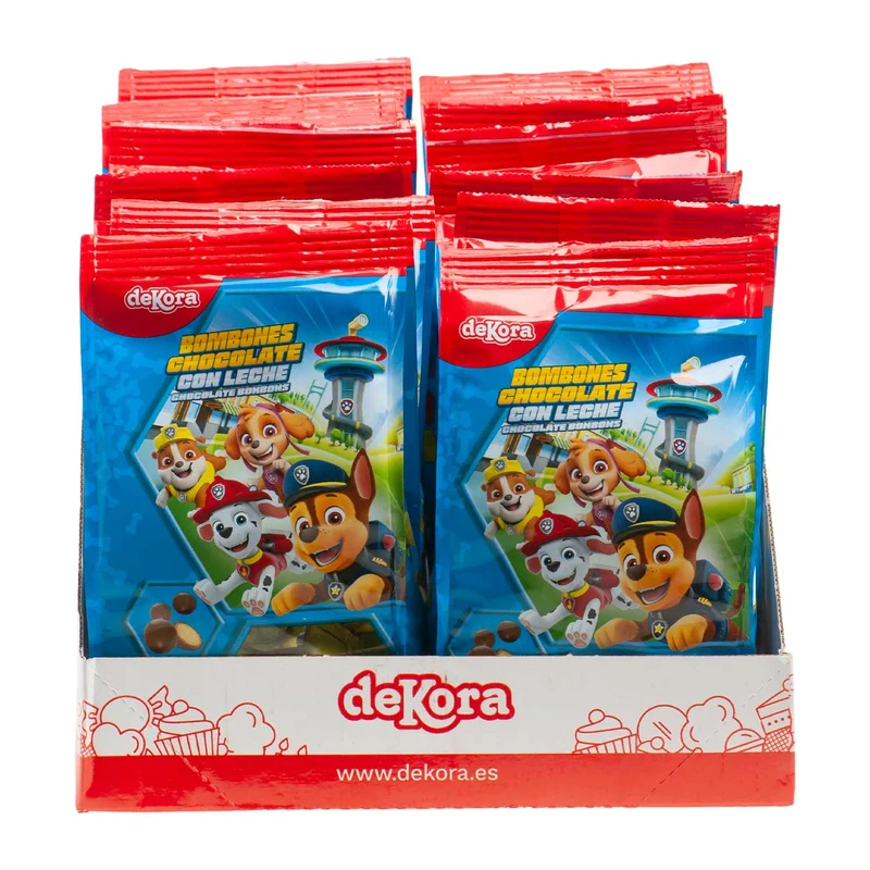 BOLSA BOMBONES CHOCOLATE RELLENOS PAW PATROL 100 GR