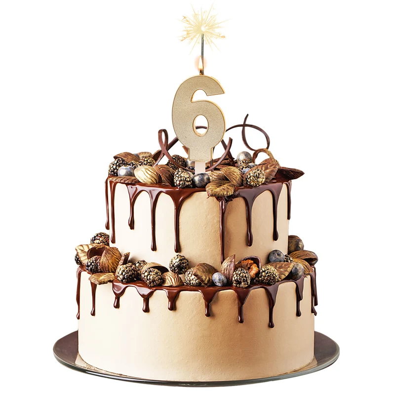 VELAS CHISPEANTES DE CUMPLEAÑOS ORO Nº6