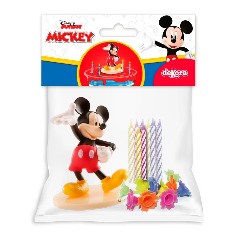 KIT PVC RETAIL MICKEY CON 10 VELAS PARA DECORAR TARTAS