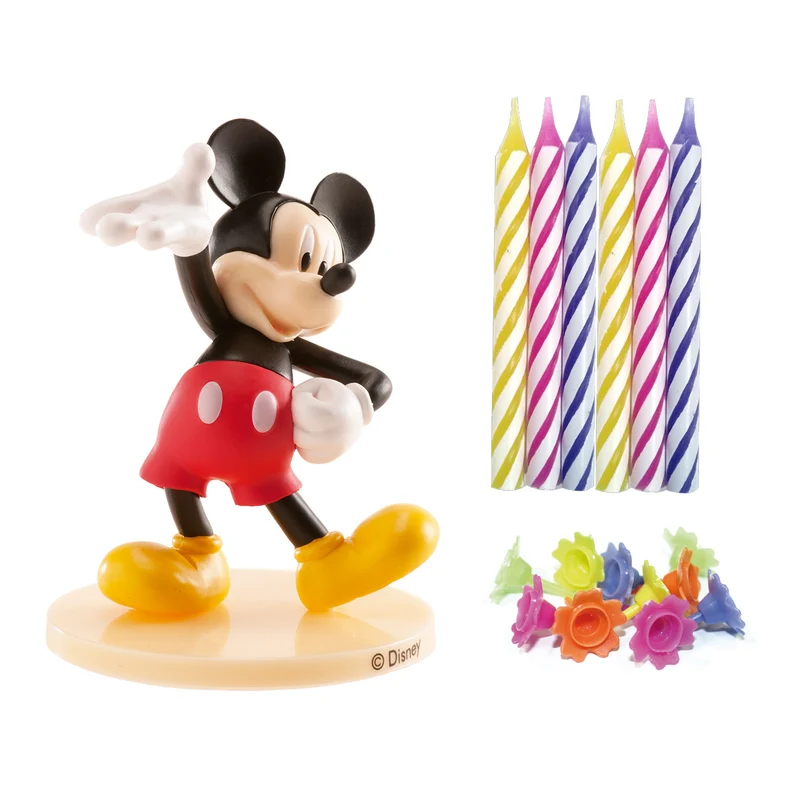 KIT PVC RETAIL MICKEY CON 10 VELAS PARA DECORAR TARTAS