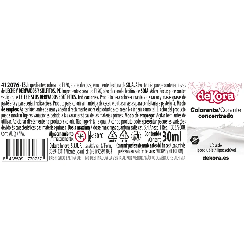 COLORANTE LIQUIDO LIPOSOLUBLE CONCENTRADO BLANCO 30ML