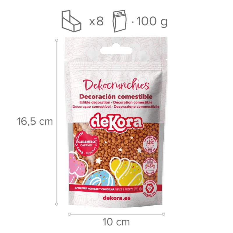 DECORACIÓN DE AZÚCAR DEKOCRUNCHIES SABOR CARAMELO 100G