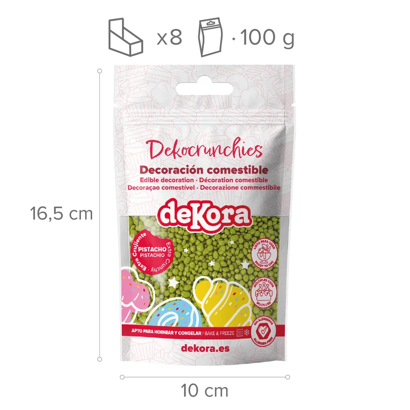 DECORACIÓN DE AZÚCAR DEKOCRUNCHIES SABOR PISTACHO 100G