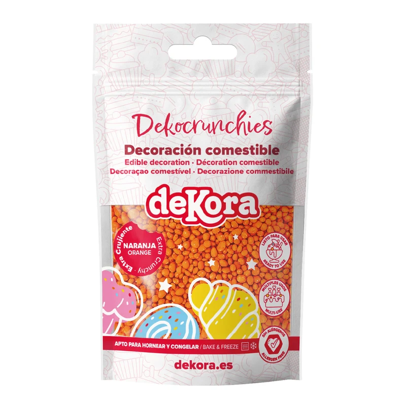 DECORACIÓN DE AZÚCAR DEKOCRUNCHIES SABOR NARANJA 100G
