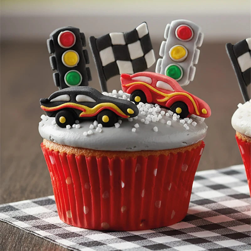 DECORACIÓN AZÚCAR COCHES CARRERA 6 DISEÑOS 48 UDS